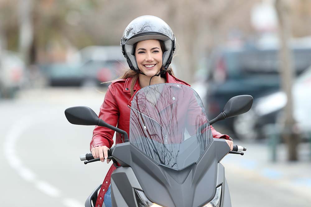 woman on moped